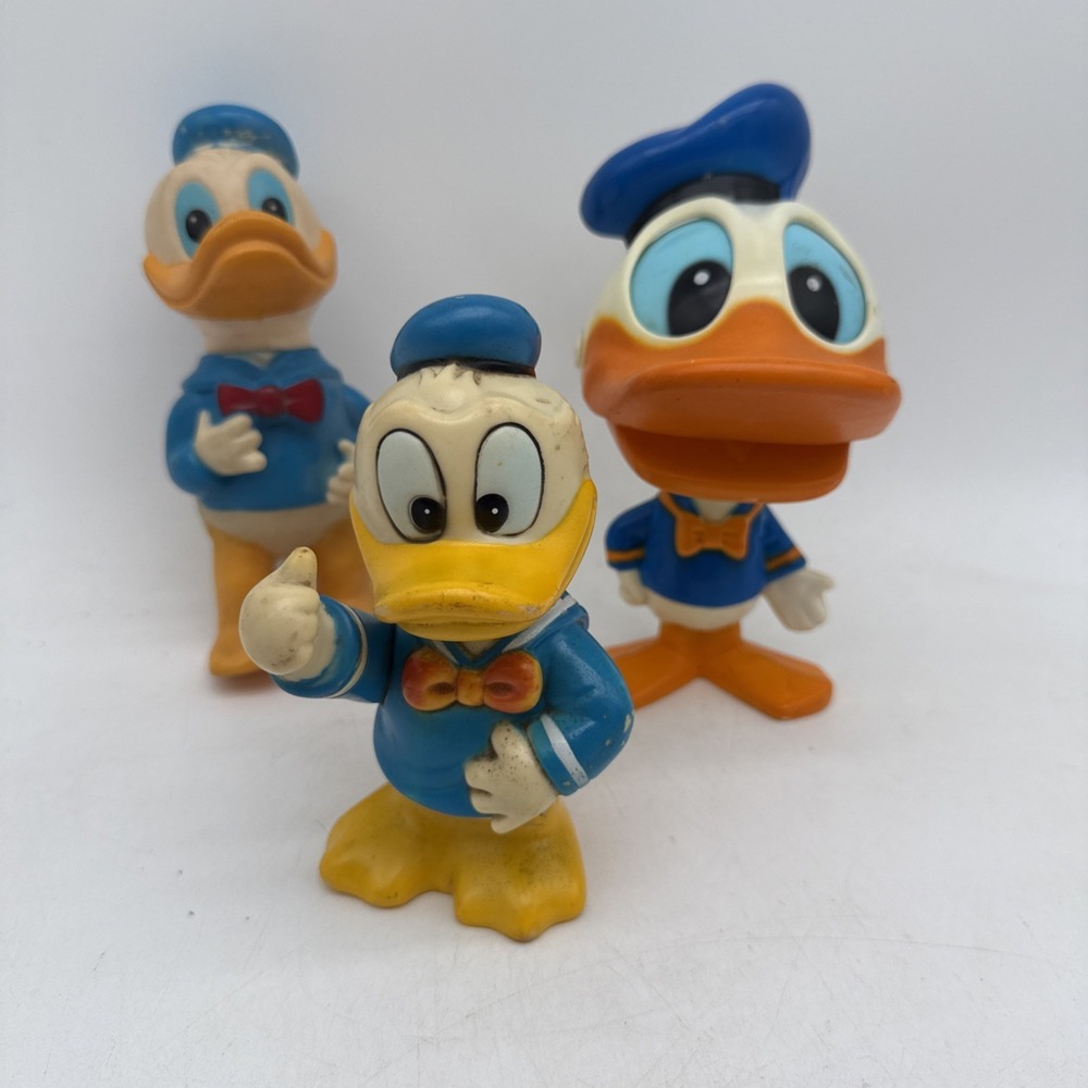 Vintage Donald Duck Lot of 3 Plastic Figures 6" to 7" Tall